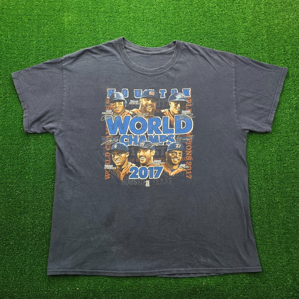 Majestic MLB 2017 Houston Astros World Champions Roster Graphic Tshirt Mens XL